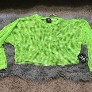 Long sleeve mesh crop top